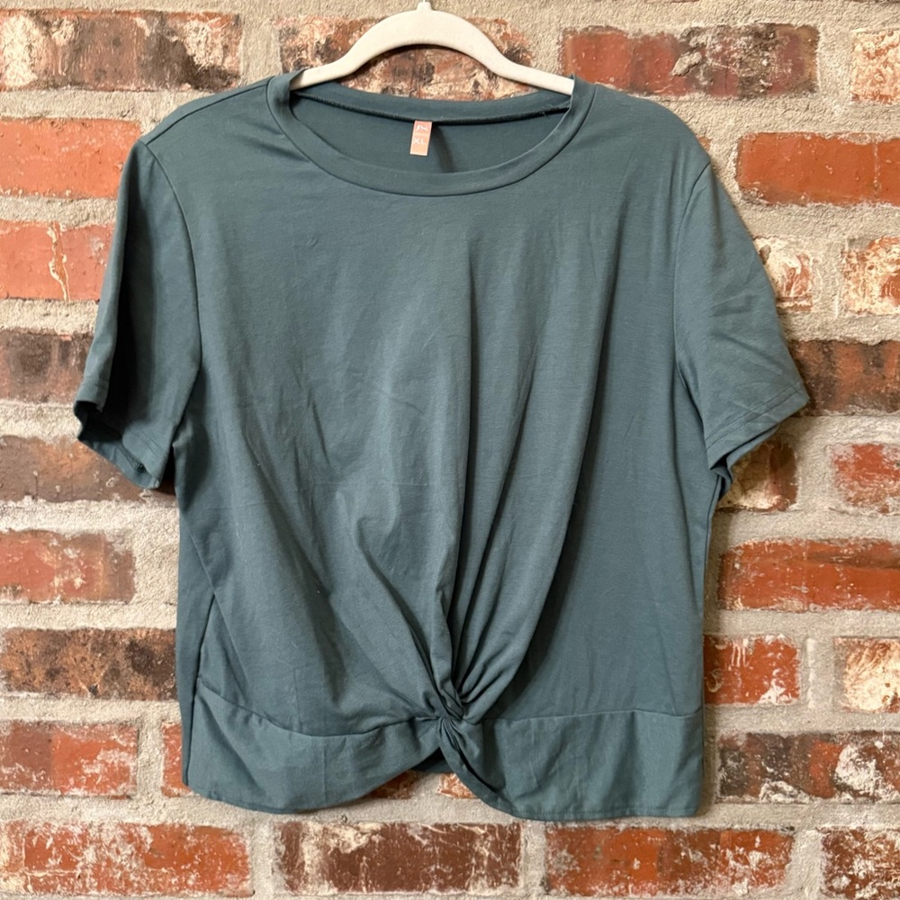 Fun Pine Green Knot Front Tee